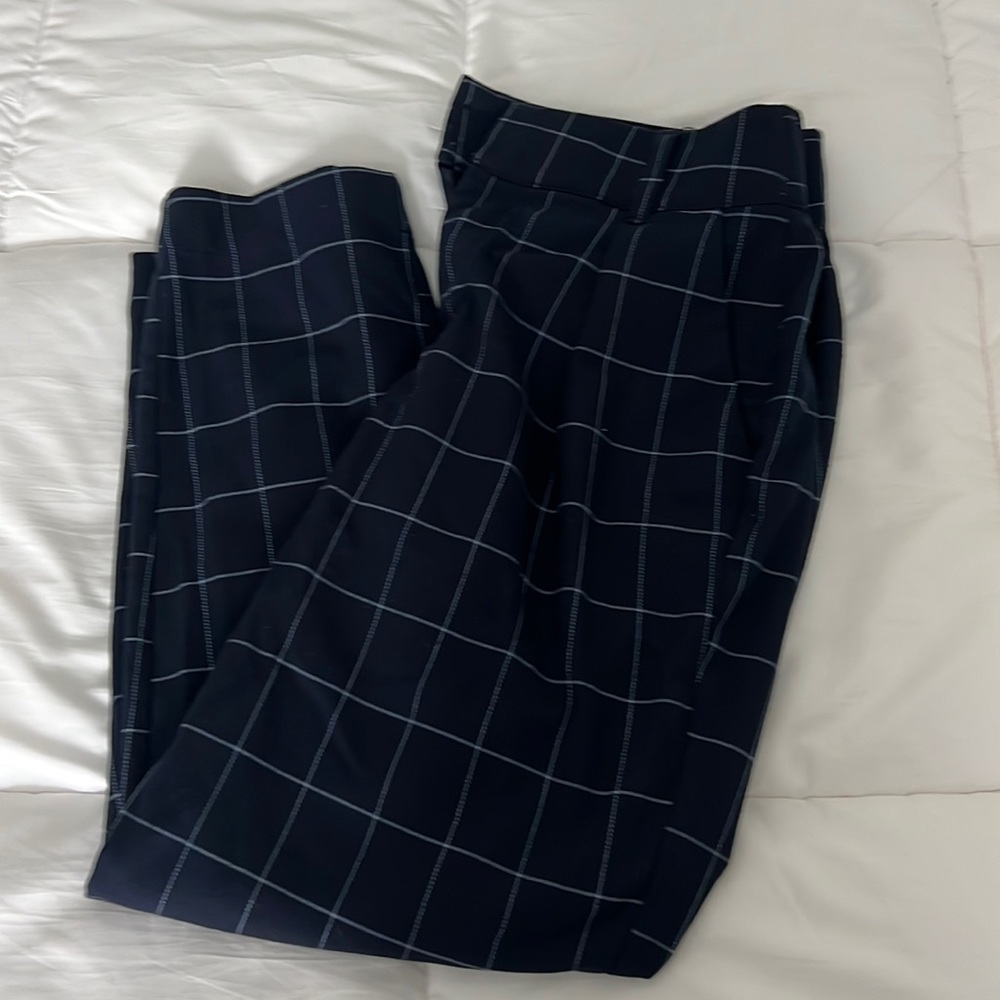 Blue Plaid Business Casual Pants
